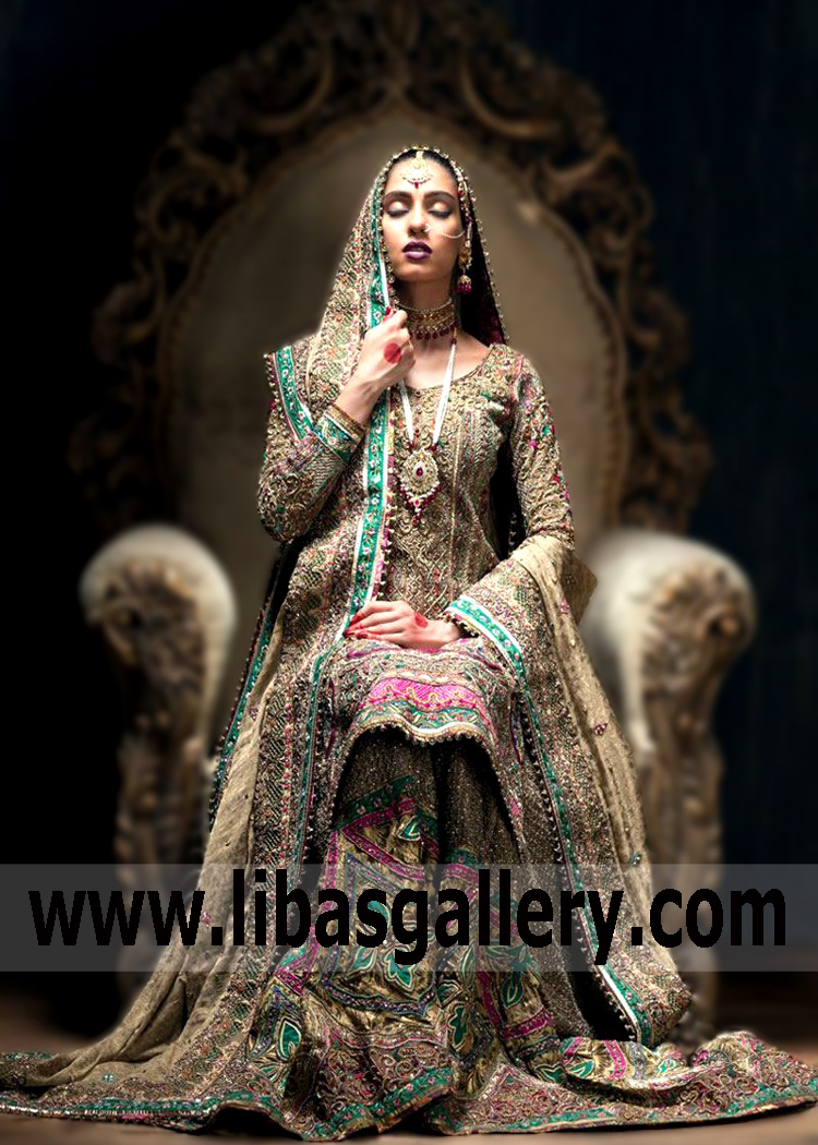 Sand Bordeaux Bridal Sharara